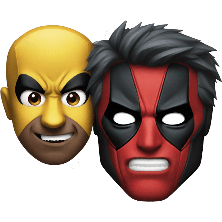 Deadpool and wolverine half faces emoji