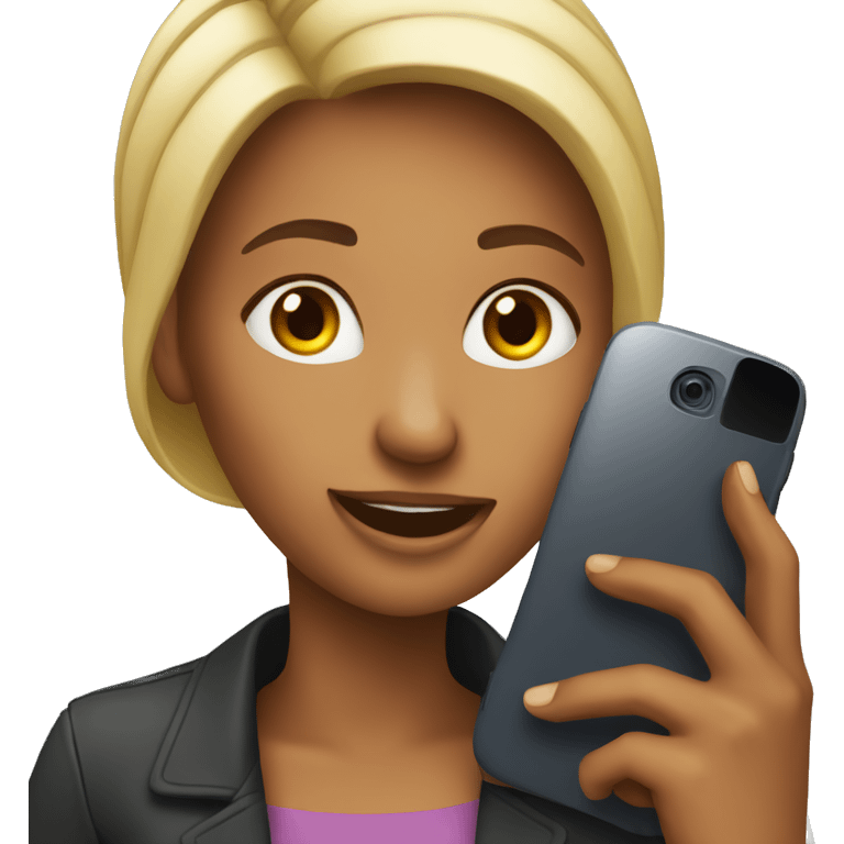 woman showing big phone emoji