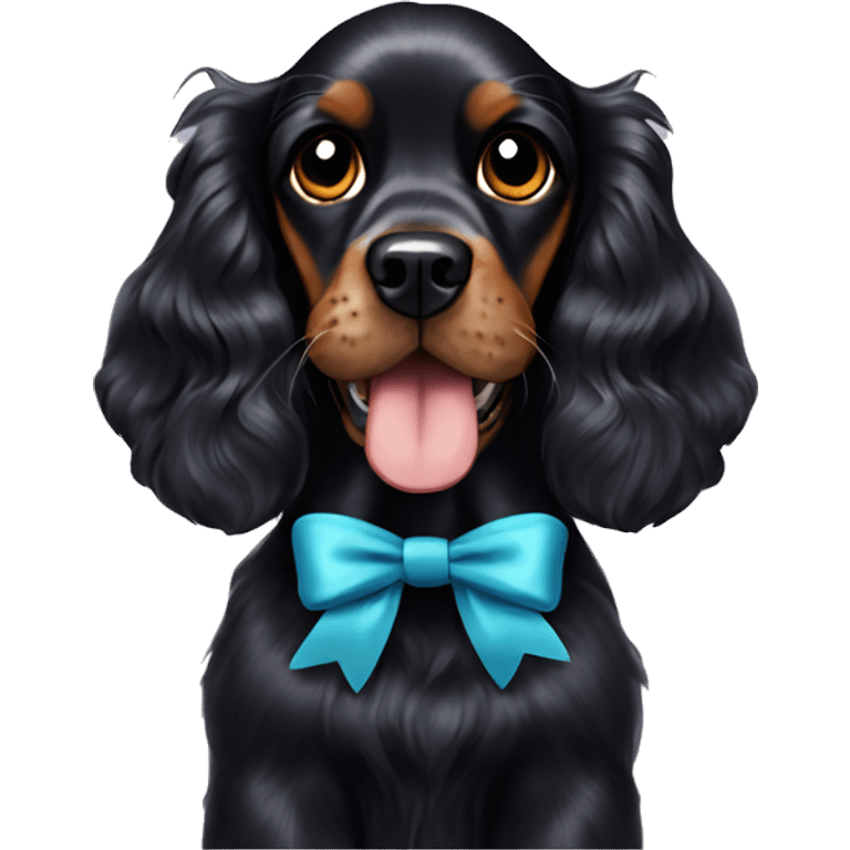 Black English cocker spaniel with bow emoji