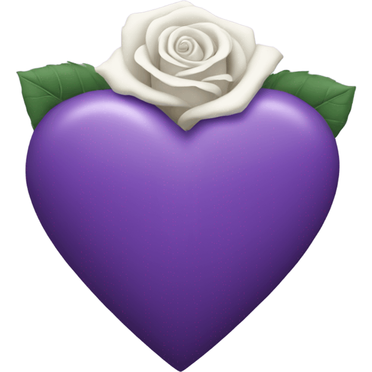 Purple heart with a white rose inside emoji