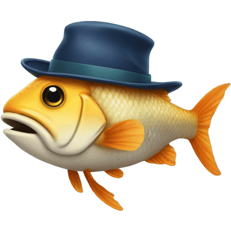 Fish wearing a hat emoji