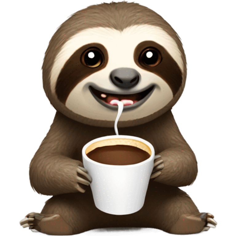 sloth drinking coffee cheering but chilling not smiling emoji