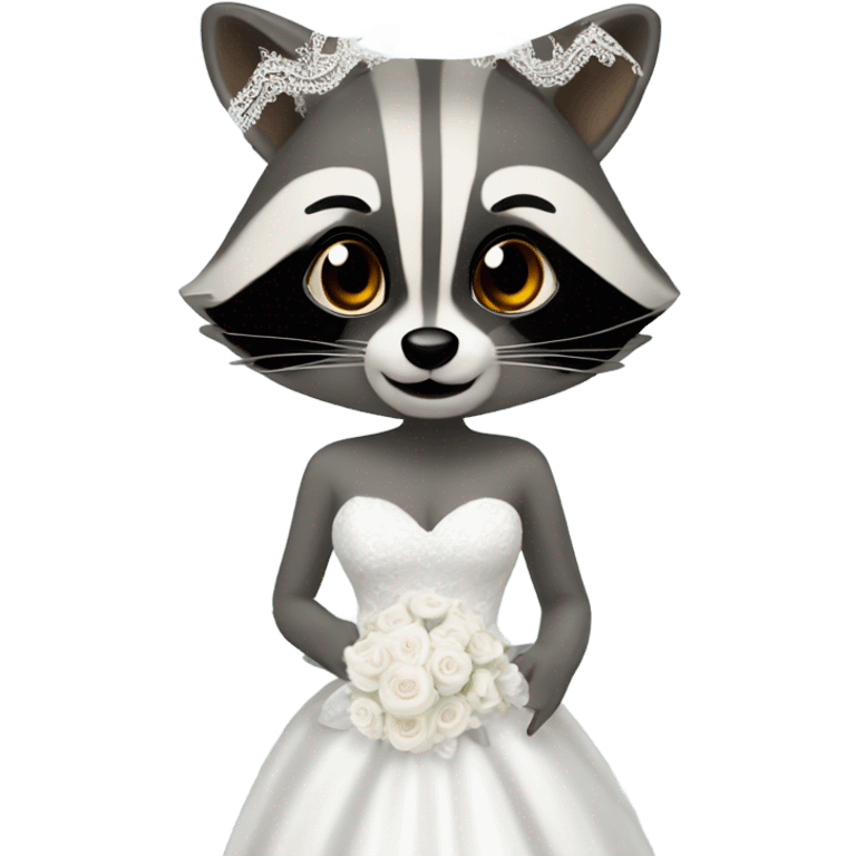 Raccoon wearing wedding dress  emoji