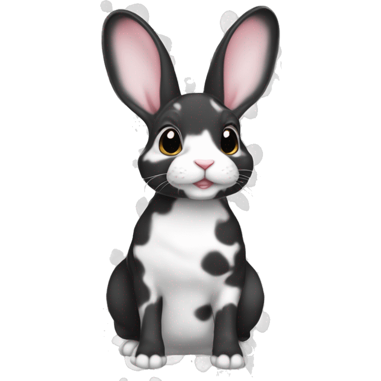 black and white spotted mini rex rabbit emoji