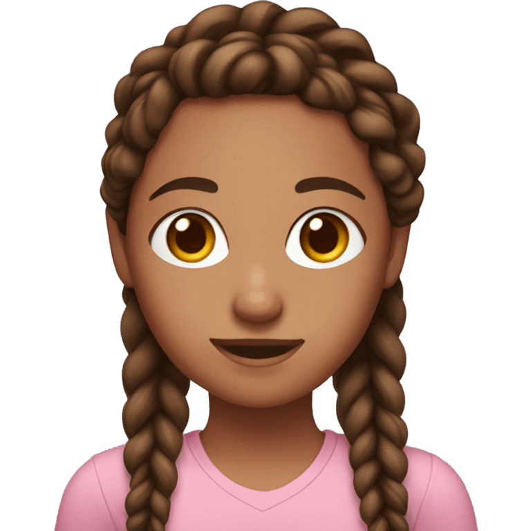 girl with brown braids, brown eyes, freckles, pink shirt, and black pants emoji