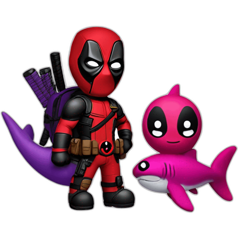 deadpool with purple shark plushie emoji