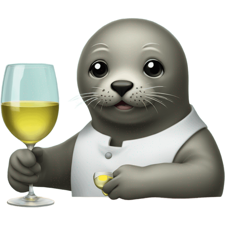 A seal holding a glass of white wine emoji