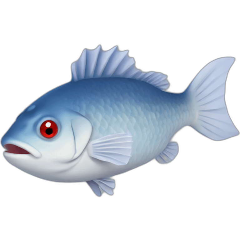 fish fugu breed, blue color with red eyes emoji