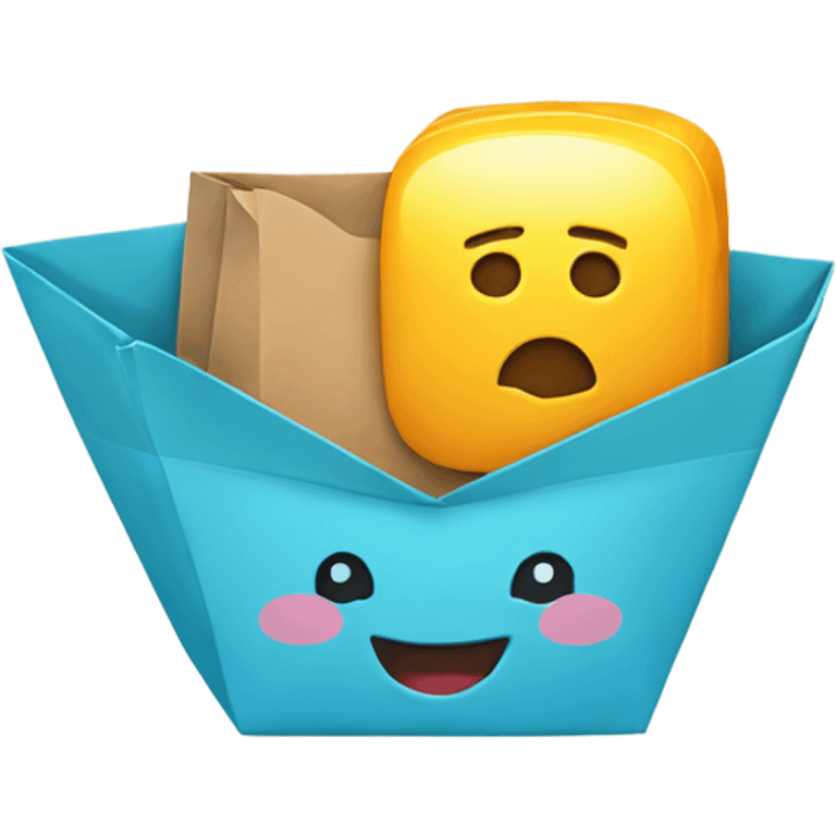 chat bubble with a shopping bag emoji