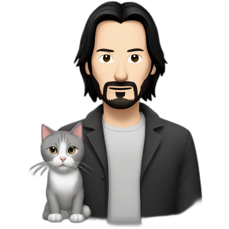 Keanu reeves and White Grey cat emoji