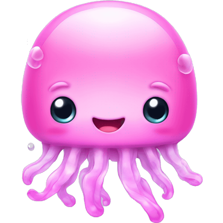 cute kawaii baby jellyfish slightly smile which is a little pink emoji