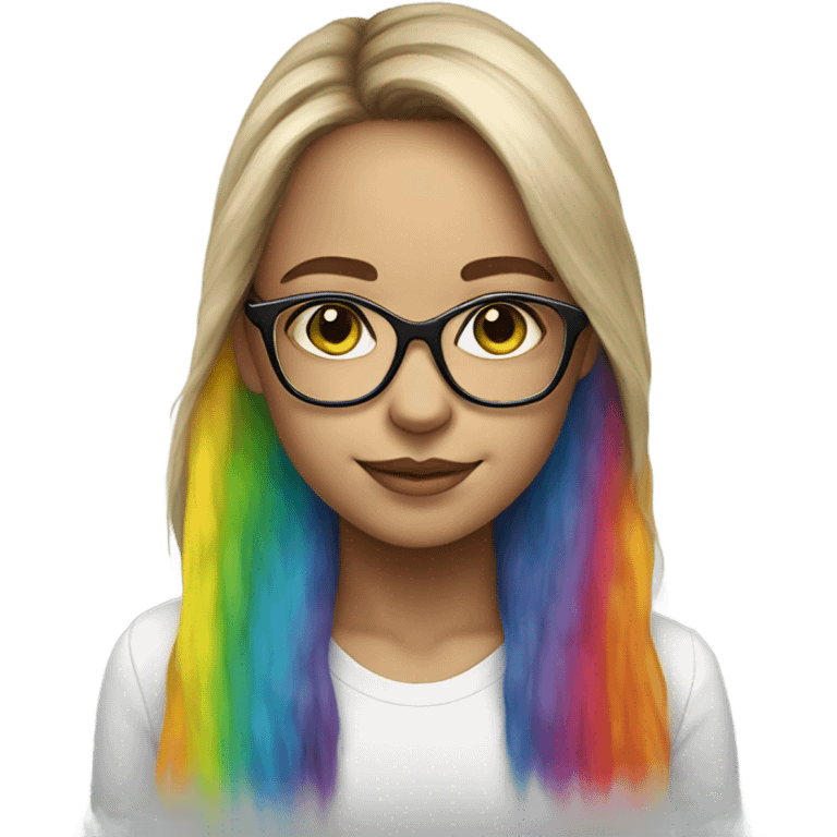 girl in glasses rainbow portrait white emoji