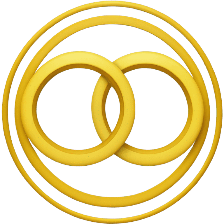 two overlapping circles in a rich yellow color (#FFD700). The circles should be identical in size and overlap by about 30-40% in the center, creating a vesica piscis shape. The design should be clean and minimal with a solid fill emoji