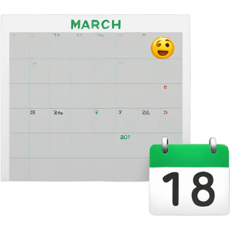 a single calendar page showing March and 8 in big bold letter emoji