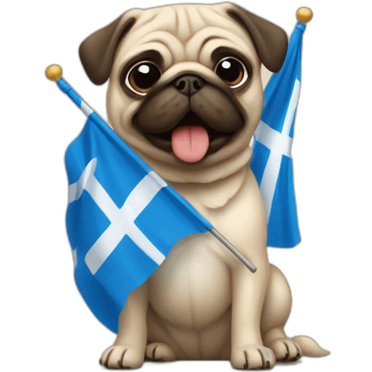 pug holding a big finland flag emoji