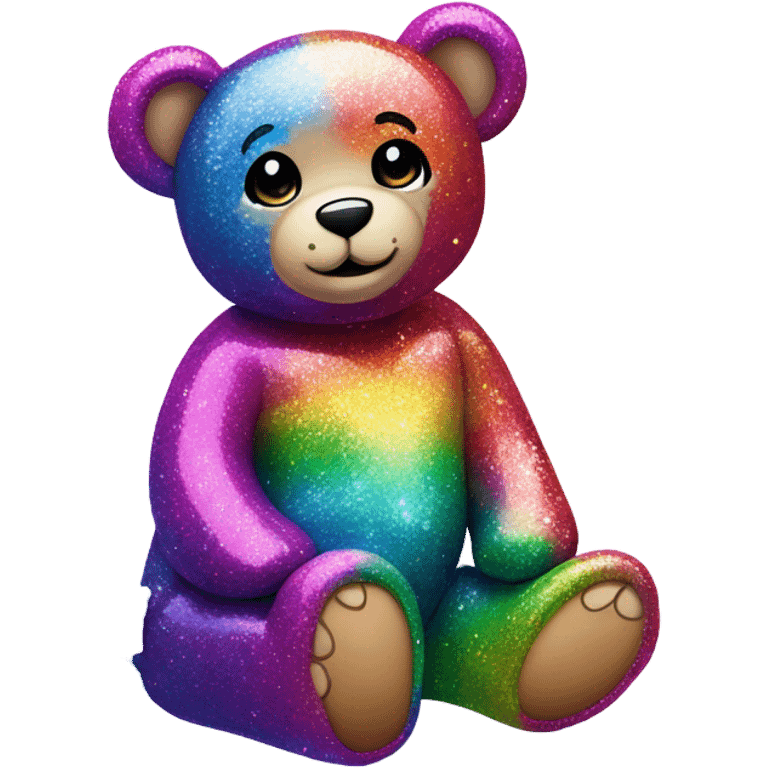 Lisa frank glitter bear with rainbow roses emoji