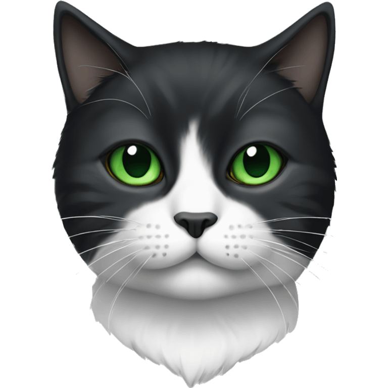 A black and white Scottish cat with green eyes emoji