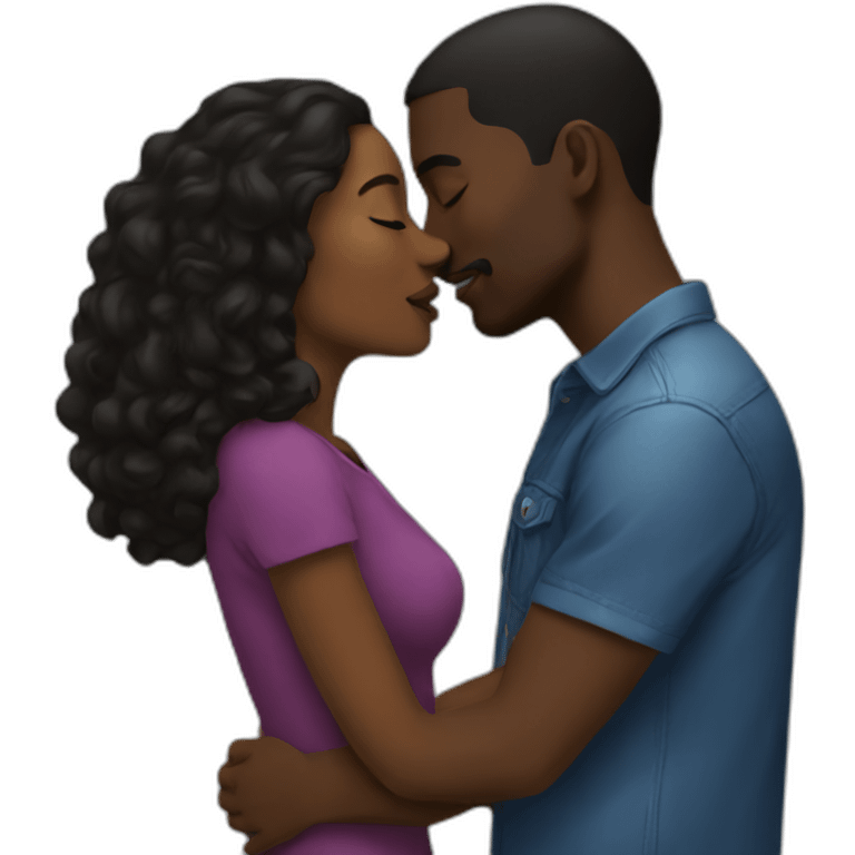 Black couple kiss emoji