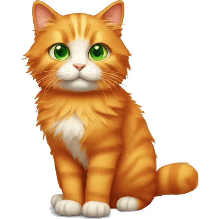 Fluffy orange cat with green eyes emoji