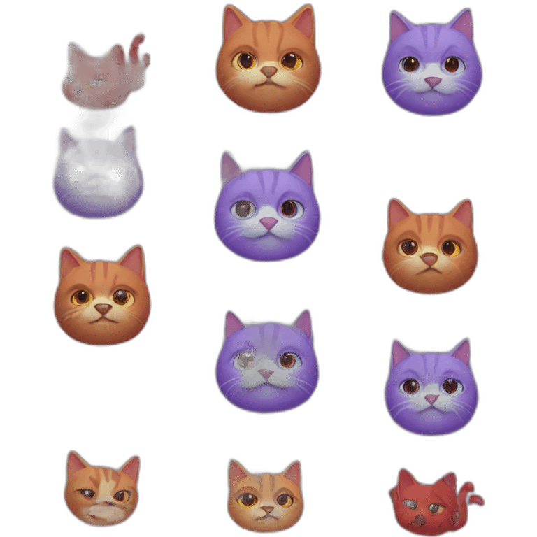 Purple cat with red dogs emoji