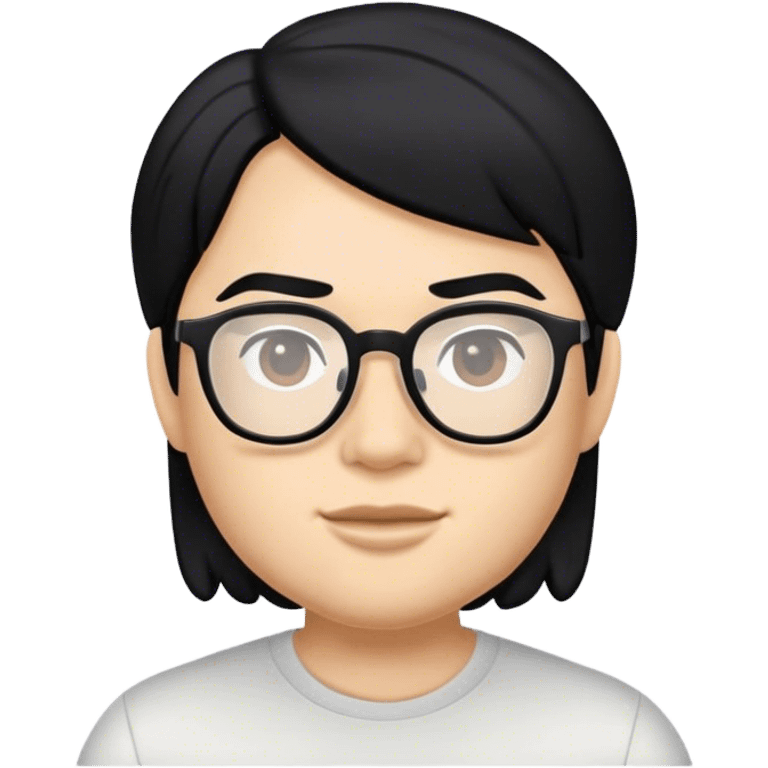 Memoji black hair, light skin, glasses emoji