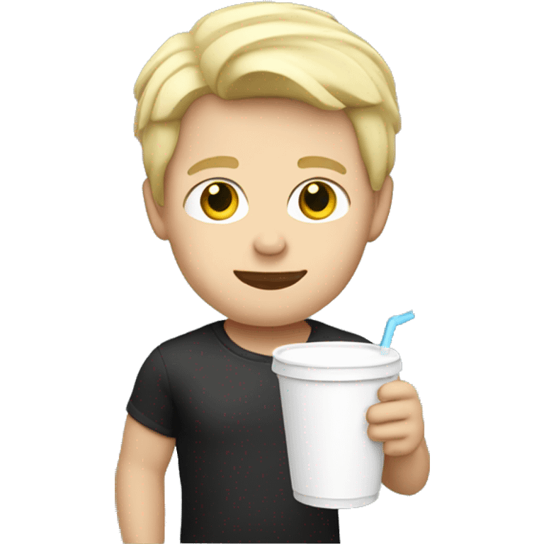 white boy with blond hair holding a styrofoam cup  emoji