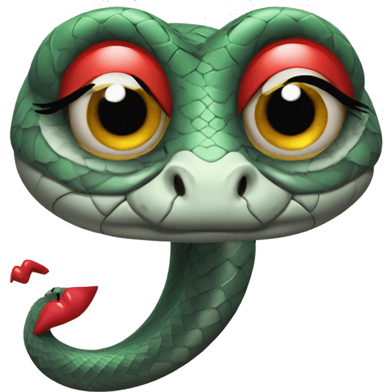 snake with red lips and big eyelashes emoji