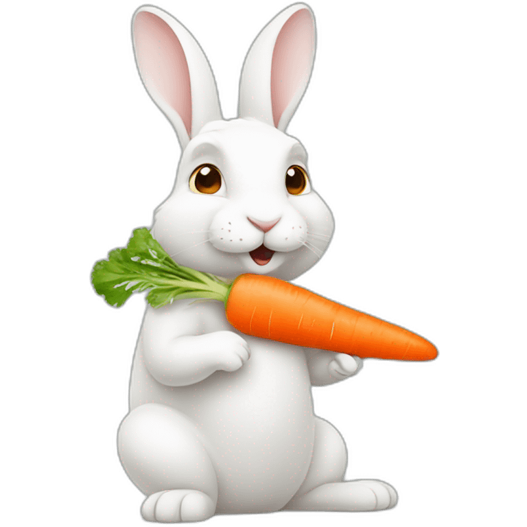 white rabbit eating carrot emoji