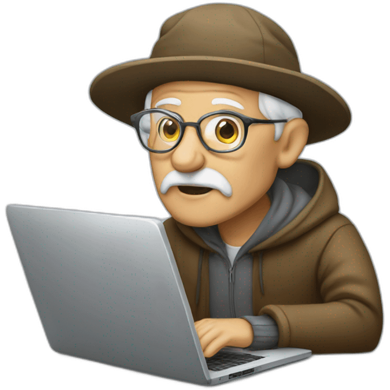 old man hacker on his laptop emoji