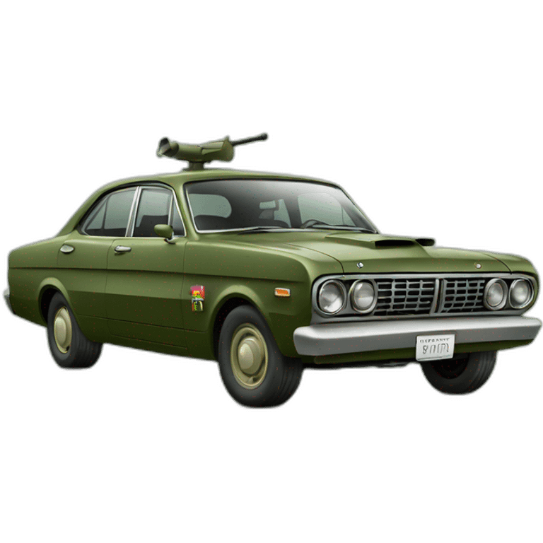 green old ford falcon with militar hat emoji