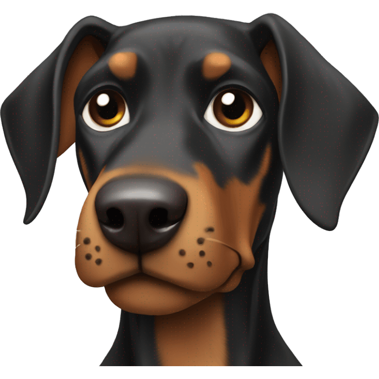 Doberman with a punk bow on the goals emoji