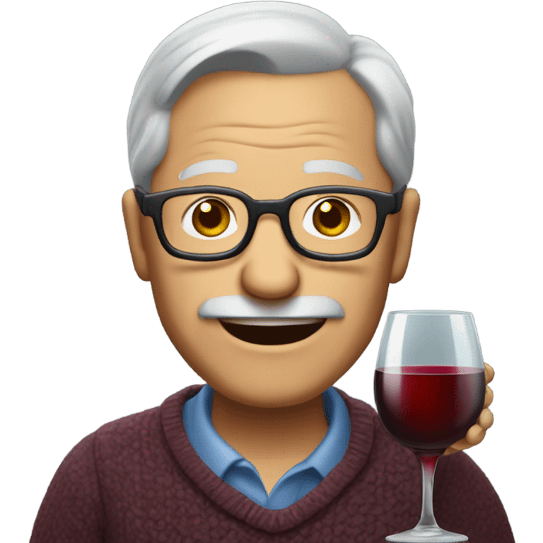 old man with gray hair and glasses drinking wine emoji