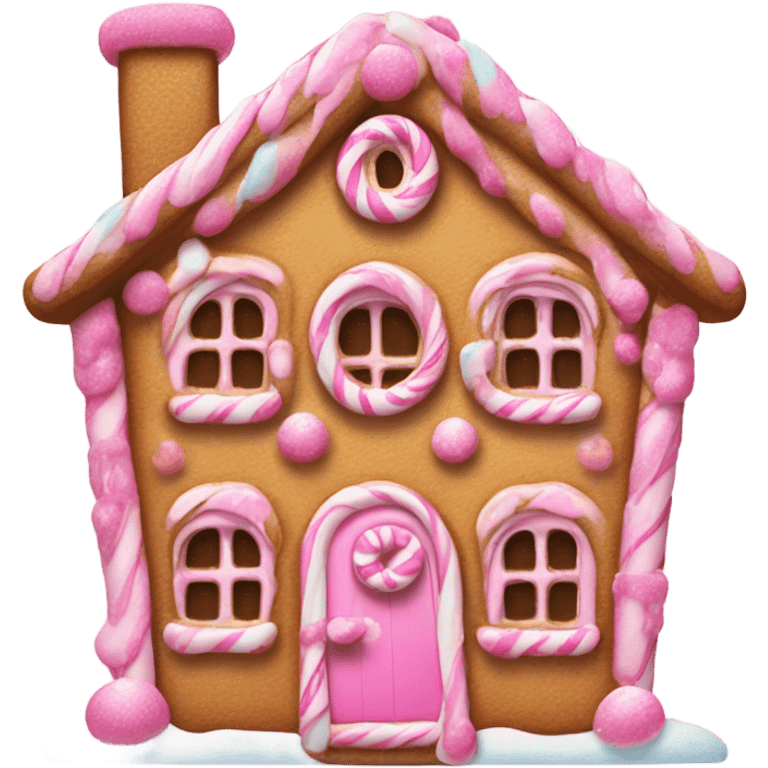 A pink gingerbread house emoji