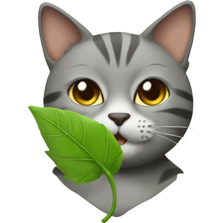 cat with leaf and smoke  emoji