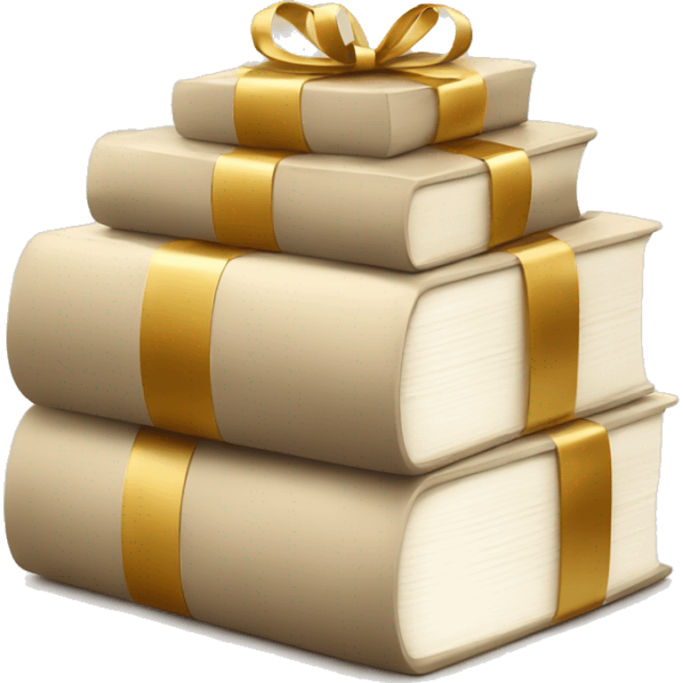 a stack of beautiful beige books with a gift emoji