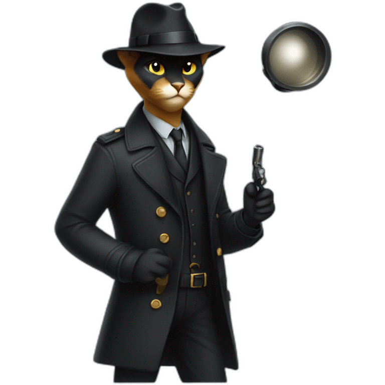 Black cat antropomorphic detective emoji