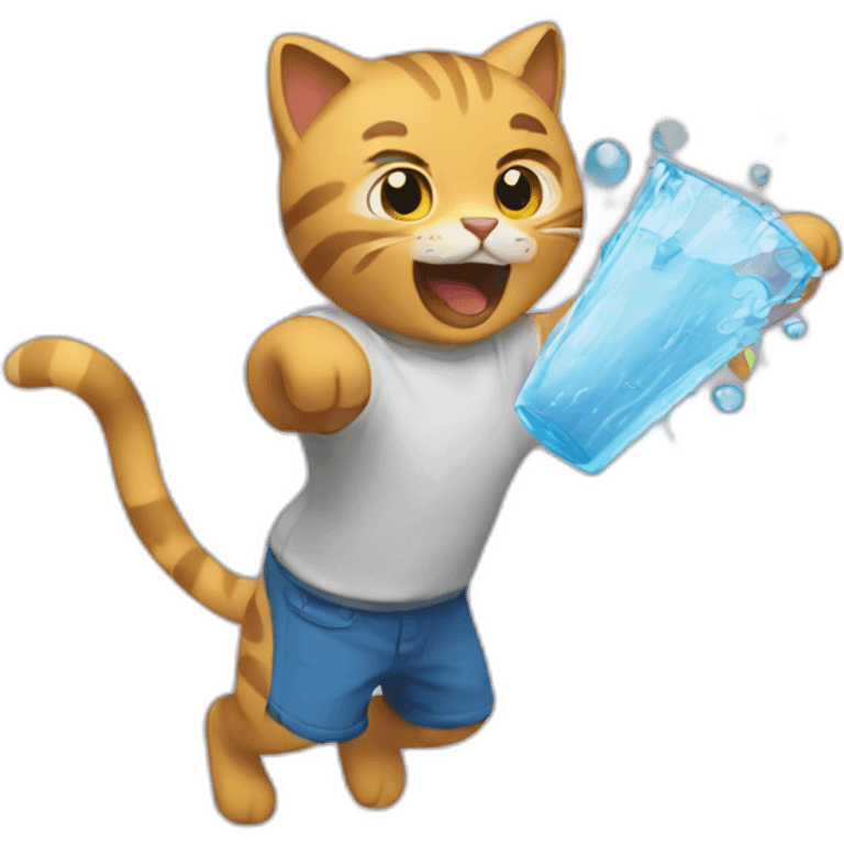 throwing water at cat emoji