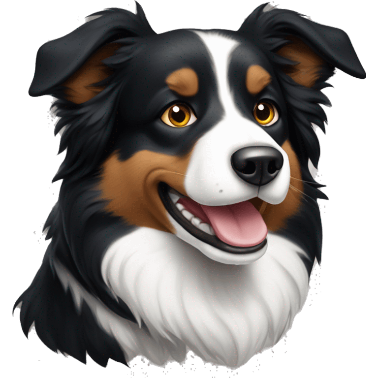 border collie con la mitad de la cara negra emoji