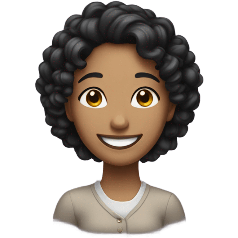 A happy and smiling curly balsck hair woman  emoji