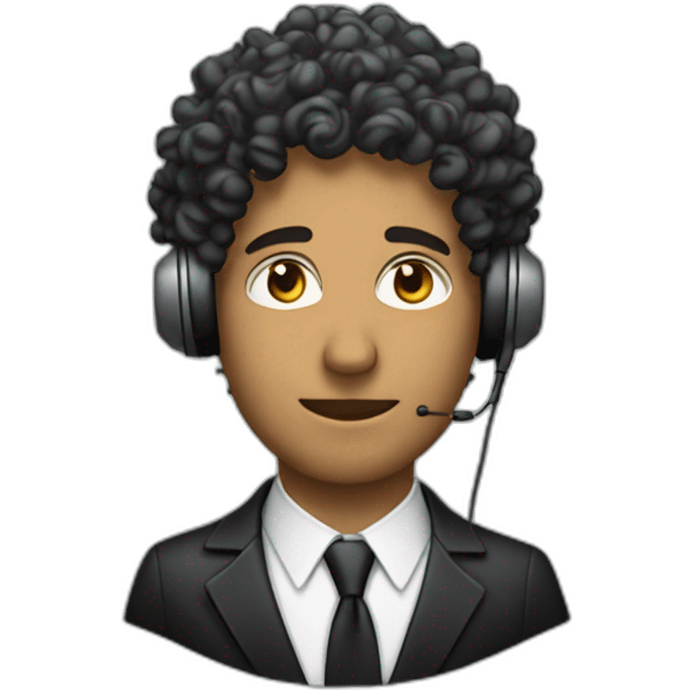 curly hair male lawyer listening to music emoji