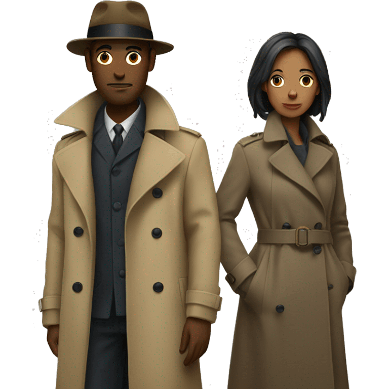 Two people in a trench coat disguised as one person emoji