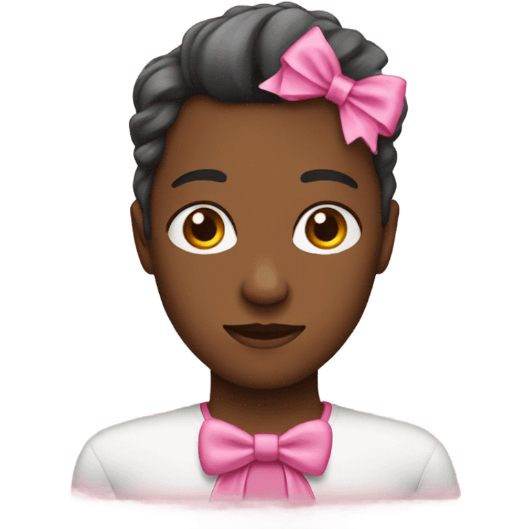 Human wearing a pink bow emoji