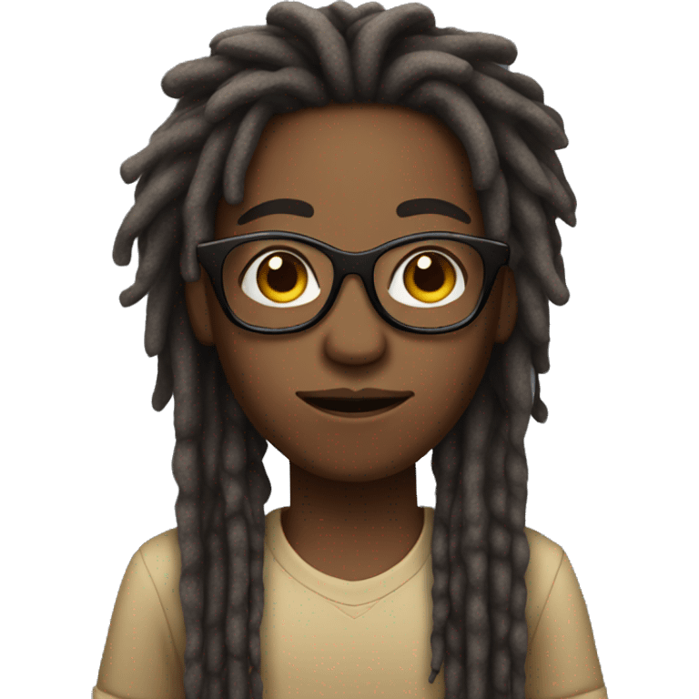 brown skin African American with dreads and glasses  emoji