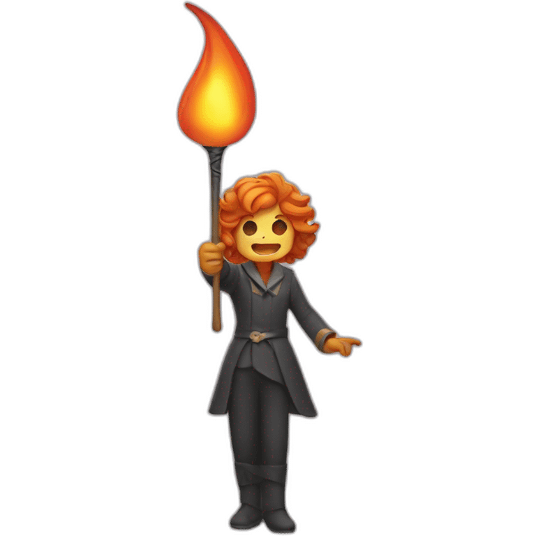 holding a magic wand flame emoji