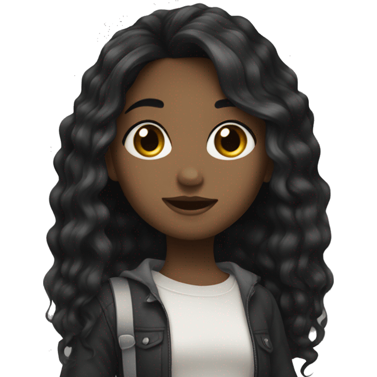 girl with black colored eyes black colored hair and tall emoji