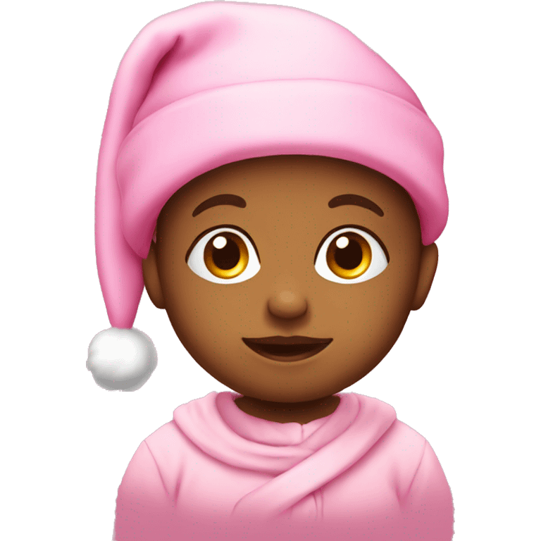 Baby with pink santa hat emoji