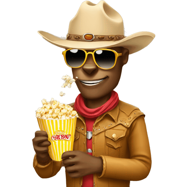  cowboy with sunglasses in a camel eating popcorn  emoji