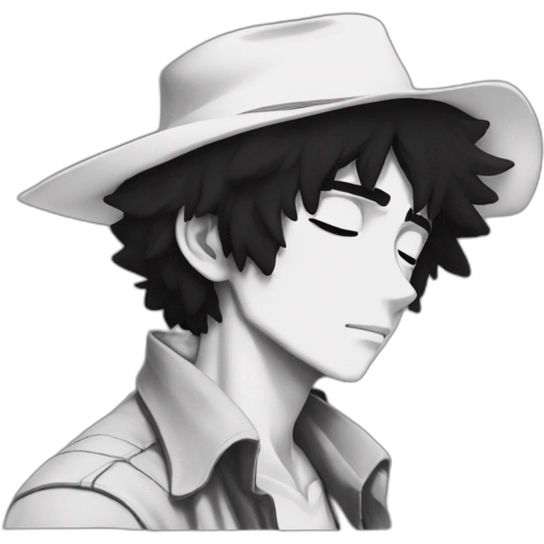 One Cowboy bebop white skin black hair want sleep emoji