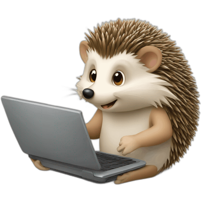 hedgehog working with laptop emoji