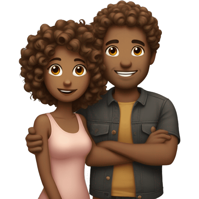 Curly girl with man love  emoji